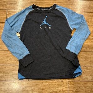 Nike Jordan Streetwear Jump Man Black and Blue Ling Sleeve Tee M 10-12